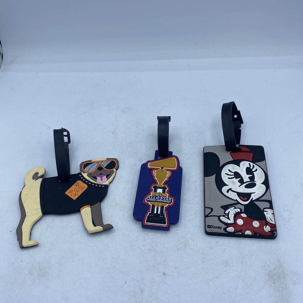 Lot Of 3-Luggage Tags- Minnie Mouse, NCA Allstar & Pug Life
